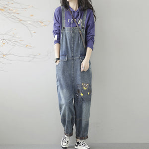 Quần baggy yếm denim in chú gấu và trái tim - NU7711
