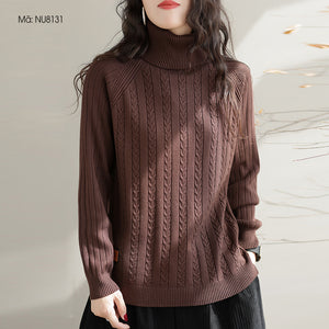 Áo len đan dài tay cổ lọ sọc bện thừng - NU8129
