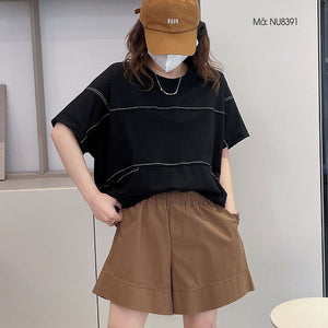 Áo T-shirt ngắn tay cổ tròn chỉ nổi hai túi ngang - NU8389