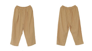 Quần baggy linen lưng thun một màu hai túi chéo - NU6929