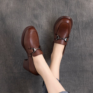 Giày da retro đế cao khóa thép mũi tròn - OD0976