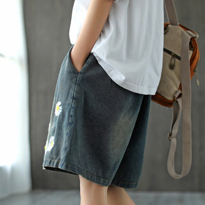 Quần sooc denim thêu hoa cúc - NU6808