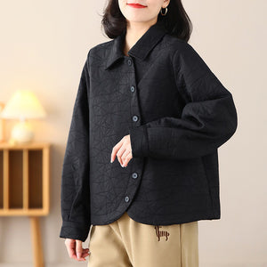 Áo khoác dài tay cổ đức chần bông vạt kiểu bo tròn - NU8136