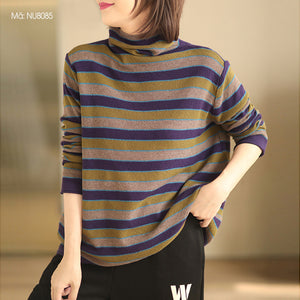 Áo len dài tay cổ lọ kẻ sọc màu - NU8085