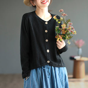 Áo khoác len cardigan dệt kim dài tay cổ tròn - NU7672