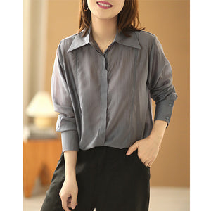Áo sơ mi dài tay cổ sen nhọn hai khuy tay áo - NU7564