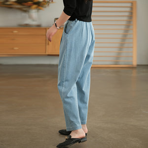 Quần baggy denim ống đứng lưng cao hai túi chéo - NU7387
