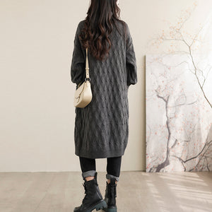 Áo khoác len trench coat dài tay kiểu bện thừng mắt cáo - NU7841