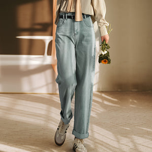 Quần baggy denim ống đứng kèm thắt lưng - NU8307