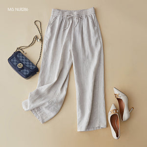 Quần baggy linen lưng thun dây rút hai túi chéo - NU8284