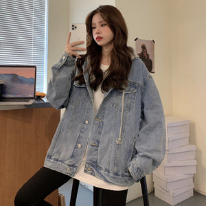 Áo khoác denim retro dài tay có mũ - NU7881