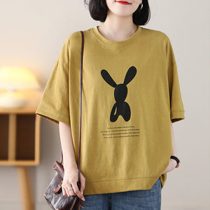 Áo T-shirt ngắn tay cổ tròn in hình chú thỏ - NU8429