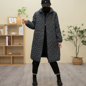 Áo khoác form dài retro chần trám lót lông nhung - NU8133