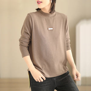 Áo T-shirt dài tay cổ đứng một màu - NU7926