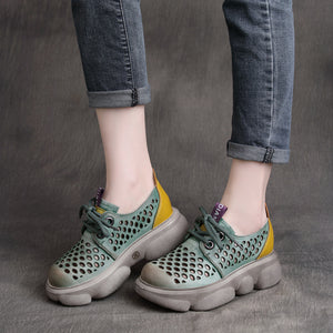 Giày da retro Sneaker đục lỗ để bằng - OD0641