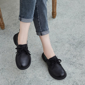 Giày da retro cột dây đế bo tròn  - OD1066