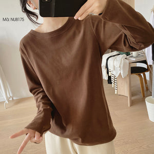 Áo T-shirt dài tay cổ tròn một màu - NU8173