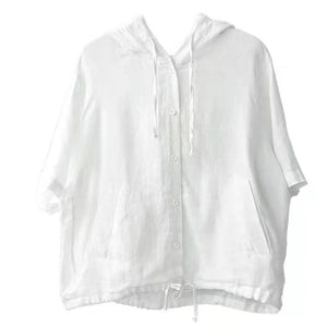 Áo khoác cardigan ngắn tay có mũ có dây rút - NU6983