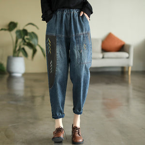 Quần baggy denim retro thêu dấu mũi tên - NU8207