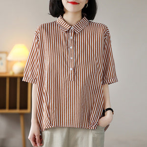 Áo sơ mi kẻ sọc ngắn tay cổ đức - NU7558