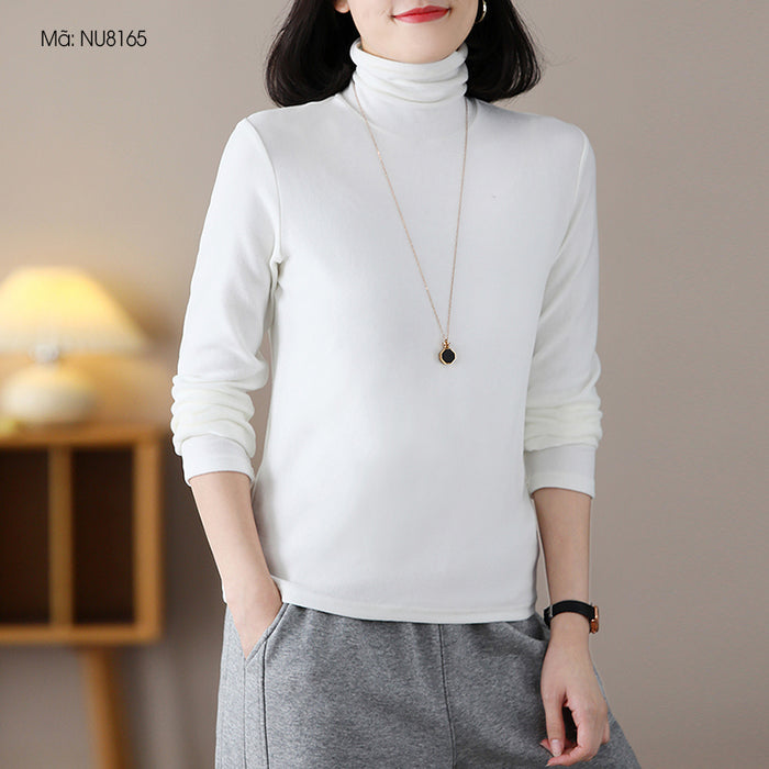 Áo T-shirt dài tay cổ lọ một màu - NU8163