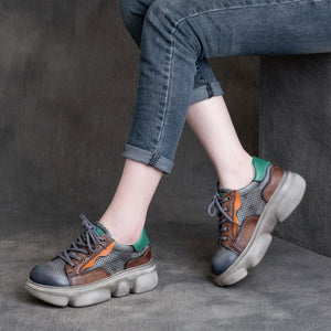Giày da retro Sneaker để bằng cột dây - OD0642