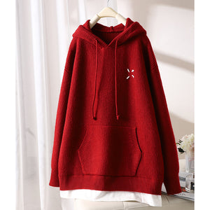 Áo hoodies len dài tay thêu dấu X - NU8172
