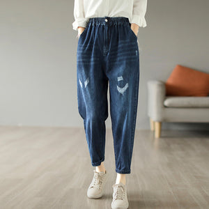 Quần baggy denim retro lưng thun kiểu sờn - NU8279
