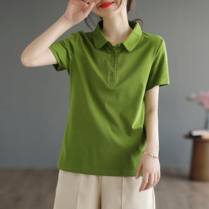 Áo T-shirt ngắn tay cổ pipi 4 khuy - NU8427