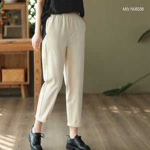 Quần baggy lưng thun khuy kiểu cài lệch hai túi chéo - NU8336