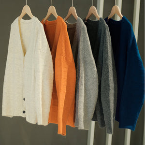 Áo khoác len cashmere dài tay cổ V kiểu gân nổi - NU7734