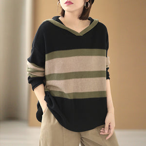 Áo len hoodies dài tay kẻ sọc ngang - NU7879