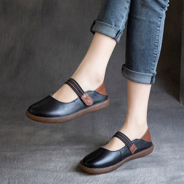 Giày Velcro da mềm retro đế bệt có quai - NU4306