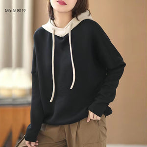 Áo hoodies dài tay mũ lệch màu - NU8119