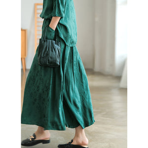 Quần baggy lưng thun ống rộng thêu hoa văn nổi - NU7542