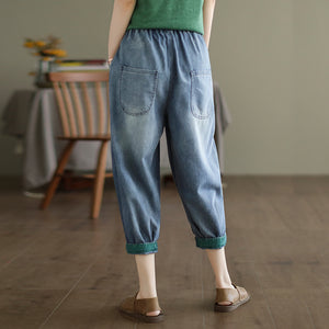 Quần baggy denim retro thêu X đối xứng - NU8206