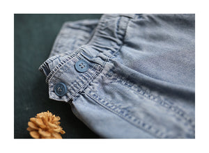 Quần sooc denim gấu gấp hai khuy cài - NU4053