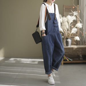 Quần baggy yếm denim một túi nhỏ - NU6934