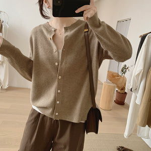 Áo khoác cardigan len dệt kim dài tay cổ tròn - NU7818