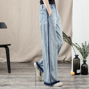 Quần baggy denim viền thô ống rộng - NU8236