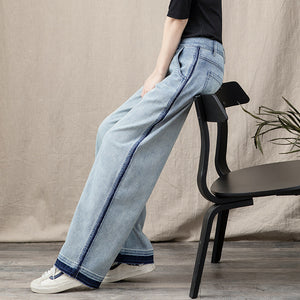 Quần baggy denim viền thô ống rộng - NU8236