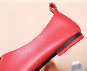 Giày da retro Morigirl đế bệt mũi tròn - NU4815