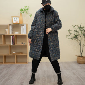 Áo khoác form dài retro chần trám lót lông nhung - NU8133