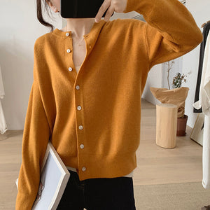 Áo khoác cardigan len dệt kim dài tay cổ tròn - NU7818