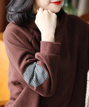 Áo hoodies dài tay kiểu chắp vá vải caro - NU8170