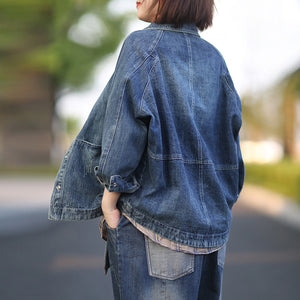 Áo khoác denim dài tay cổ đức hai túi ngang - NU3345 - kamaka.vn - thời trang nhật