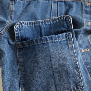 Áo khoác jacket denim dài tay cổ đức túi vuông - NU8251