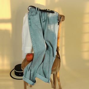 Quần baggy denim ống đứng kèm thắt lưng - NU8307