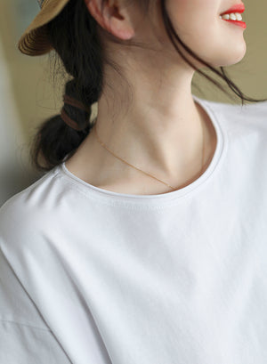 Áo T-shirt ngắn tay cổ tròn thêu hoa trừu tượng - NU8349