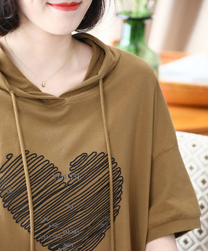 Áo hoodies ngắn tay in hình trái tim có túi - NU8488